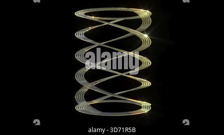 Linee gialle in vetro a turbolenza sul rendering nero bg 3d. Foto Stock