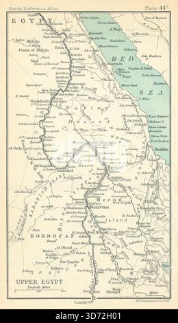 Alto Egitto. Valle del Nilo. Sudan. Mar Rosso. BARTHOLOMEW 1909 vecchia mappa antica Foto Stock