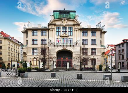 Nuovo Municipio di Praga nel centro della città vecchia, Czechia Foto Stock