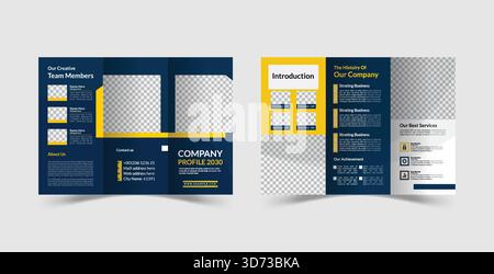 Design creativo del modello di brochure piegato in tre, modello di brochure di tendenza Illustrazione Vettoriale