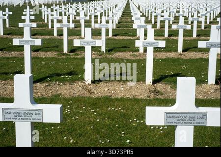 Pres de Verdun l'ossuarie de Douaumont abrite les restes des soldats morts sans Identification entre février et decembre 1916. Le cimitiere compte 150 Foto Stock