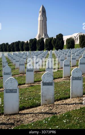 Pres de Verdun l'ossuarie de Douaumont abrite les restes des soldats morts sans Identification entre février et decembre 1916. Le cimitiere compte 150 Foto Stock