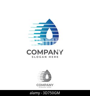 Logo Fast Water Drop con design vettoriale piatto. Illustrazione vettoriale Illustrazione Vettoriale