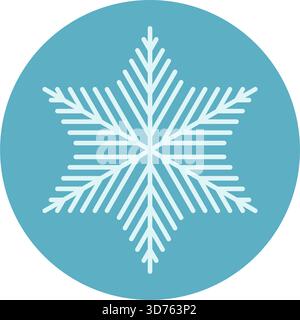 Icona Blue Circle Snow Flake Label Illustrazione Vettoriale