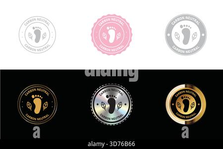 Logo Carbon Neutral. Icona, timbro, distintivo, sigillo e vettore del simbolo Illustrazione Vettoriale