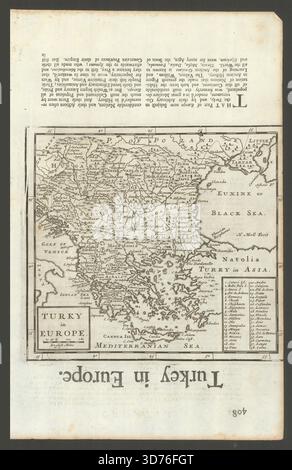 Turky [Turchia] in Europa di Herman Moll. Balcani Grecia Mar Nero 1701 vecchia mappa Foto Stock