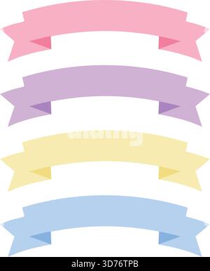 Collezione di striscioni a nastro pastello – nastri decorativi a colori morbidi per etichette, intestazioni, distintivi, disegni di annuncio ed elementi grafici vintage Illustrazione Vettoriale