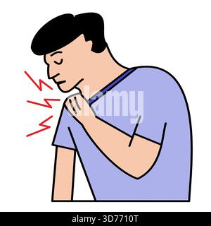 uomo che soffre di dolore alle articolazioni della spalla problema muscolare icona di colore minimalista Illustrazione Vettoriale