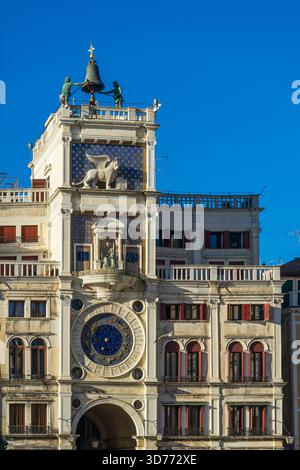Torre dell'Orologio Orologio Torre di San Marco orologio astronomico, orologio zodiaco, mosaico stellare a Venezia Foto Stock