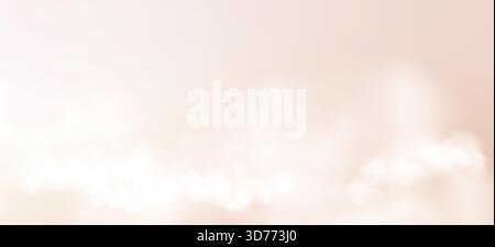 Cielo cremoso di pesca beige pieno di nuvole chiare e nebbia pastello. Il delicato gradiente crea un'atmosfera tranquilla e calda. Sfondo vettoriale per ele Illustrazione Vettoriale