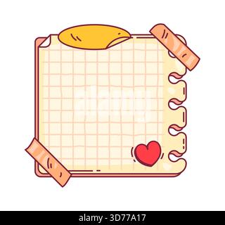 Carta adesiva per l'istruzione scolastica per appunti per bambini. Etichetta nota accessorio per l'apprendimento dei bambini vettoriali, adesivo per il pianificatore dell'istruzione dei bambini. Scuola st Illustrazione Vettoriale