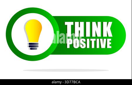 Icona "pensare positivo". Simbolo della lampadina. Idea Concept Vector. Immagine della mente verde. Illustrazione Vettoriale