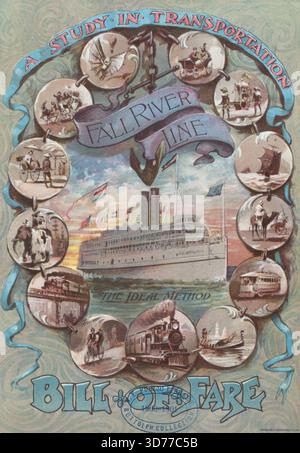 Colazione organizzata dalla Fall River Line sulla Steamer Priscilla (SS), 1900. 6,0 x 8,5 pollici. Illustrato, a colori Foto Stock