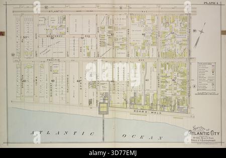 Atlantic City, Double Page Plate No. 4 Mappa delimitata da Atlantic Ave., Mississippi Ave., Atlantic Ocean, Stenton PL., emessa nel 1896 da A.H. Mueller Co., Philadelphia Foto Stock