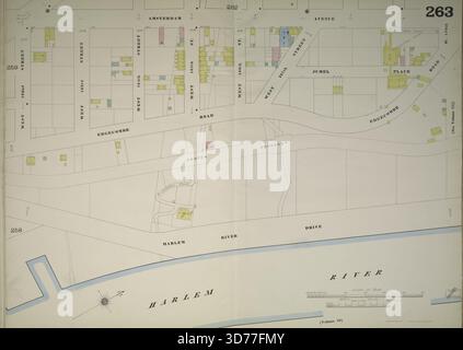 Manhattan, V. 11, Double Page Plate No. 263. Mappa delimitata da Amsterdam Ave., Harlem River, W. 162nd St., 1884-1893., New York. Editore, Sanborn Map Company. Assicurazione contro gli incendi, immobili, città e città di New York (State Foto Stock