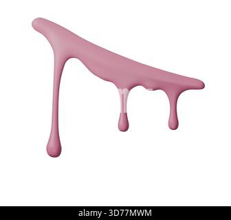 Forme di gocciolamento rosa 3D lucide con consistenza liquida fluida e sfumature uniformi. Forme di fusione astratte e goccioline realistiche perfette per layout moderni Illustrazione Vettoriale