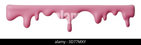 Gocce di liquido rosa realistico con texture 3D liscia e ombre morbide e lucide. Le forme fluide degli schizzi, il flusso cremoso e le gocce isolate creano un gioco divertente Illustrazione Vettoriale