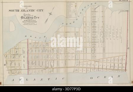 Atlantic City, Double Page Plate No. 18 Mappa delimitata da Beach Pulighfare, Fredericksburg Ave., Atlantic Ocean, e 30th Ave. Rilasciato nel 1896 da A.H. Mueller Co., Philadelphia Foto Stock