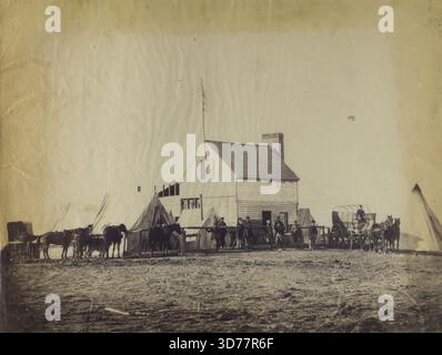 The 'Shebang,' OR Quarters, U.S. Sanitary Commission, Brandy Station, novembre 1863. Stampa di albume, creata intorno al 1865. 19 x 25 cm. Stati Uniti, storia, Guerra civile, 1861-1865 Foto Stock