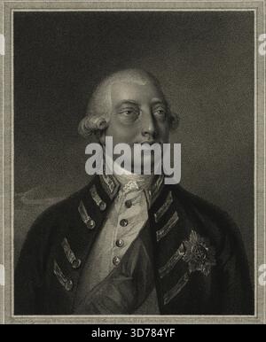 Giorgio III, re di Gran Bretagna, 1801, Londra. Incisioni incisive raffiguranti re Giorgio III (1738-1820) del XVIII secolo Foto Stock