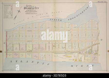 Atlantic City, Double Page Plate No. 13 Mappa delimitata da Inside Pulighfare, Boston Ave., Atlantic Ave., Jackson Ave., 1896. Pubblicato da A.H. Mueller Co., Philadelphia Foto Stock