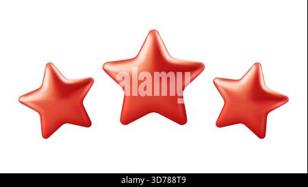 Set di icone con tre stelle rosse per valutazioni positive e Social Media Boost Engagement Branding online Illustrazione Vettoriale