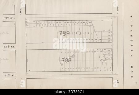 Central Park Planning Map delimitata da 89th Street, 7th Avenue, 87th Street e 8th Avenue, 1853, New York (N.Y.)., 1853., New York, New York (N.Y.), Central Park (New York, N.Y.), pianificazione della città Foto Stock