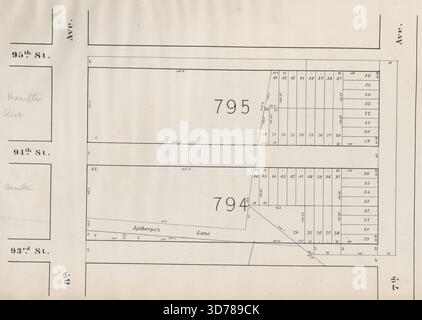 Central Park Planning Map delimitata da 95th Street, 7th Avenue, 93rd Street e 8th Avenue, 1853, New York (N.Y.)., 1853., New York, New York (N.Y.), Central Park (New York, N.Y.), pianificazione della città Foto Stock