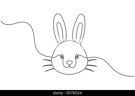 Coniglio su una linea che disegna un contorno minimo continuo illustrazione animale Illustrazione Vettoriale