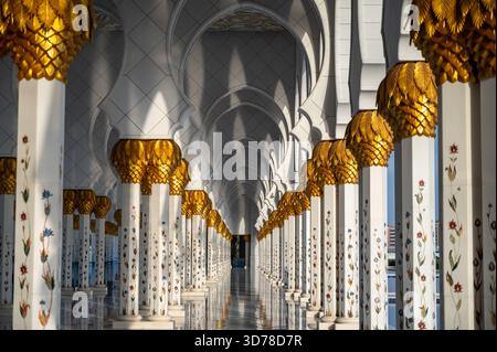 Sheikh Zayed Grande Moschea di Abu Dhabi, Emirati Arabi Uniti Foto Stock