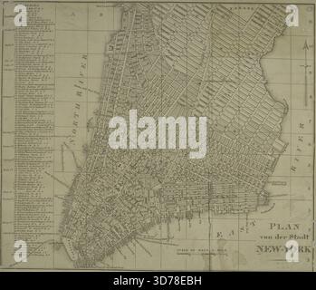 Plan von der Stadt New York, 1828, Weimar, editore, W. Hoffman, Manhattan (New York, N.Y.) mappe, New York (N.Y.) mappe, 1 mappa; 29 x 33 cm Foto Stock
