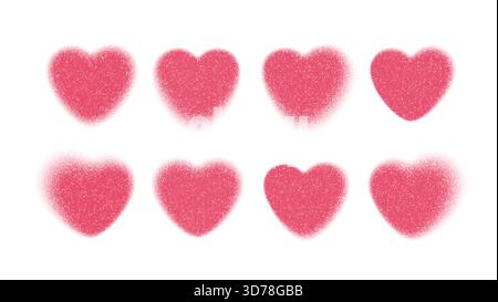 Otto cuori rosa in Un motivo morbido per l'illustrazione di Love and Joy Vector Illustrazione Vettoriale