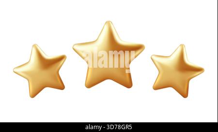 Tre icone della stella d'oro per la celebrazione dei premi e il riconoscimento sfondo dell'illustrazione vettoriale del design moderno Illustrazione Vettoriale