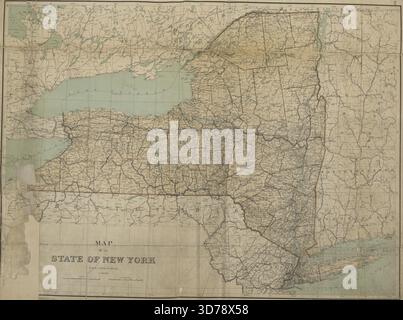 Mappa dello stato di New York, Double Page Plate No. 2, pubblicata nel 1895 da Joseph R. Bien Foto Stock