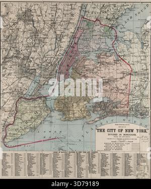 Bridgman's New Map of the City of New York, diviso in borghi con i suoi dintorni., 1897 Foto Stock