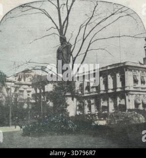 Municipio e Statua di Nathan Hale, New York City., 1850 - 1930, 1865?-1925, New York (Stato), New York (N.Y.), Parks, New York (Stato), New York, City & Town Hall, New York (Stato), New York, Manhattan (New York, N.Y.), Hale, Nathan, 1755-1776, Monuments, City Hall (New York, N.Y.), stampe di albumi Foto Stock