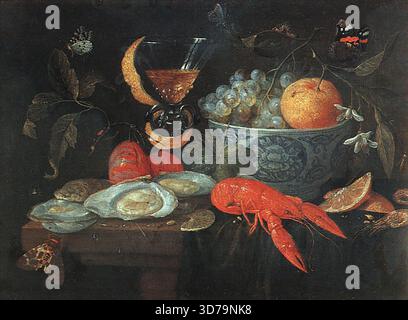 KESSEL, Jan van, i (nato nel 1626, Anversa, d. 1679, Anversa) natura morta con frutta e crostacei 1653 olio su tela Galleria degli Uffizi, Firenze --- parole chiave: --------------- Autore: KESSEL, Jan van, i titolo: STILL-Life with Fruit and Shellfish Time-line: 1651-1700 Scuola: Fiamminga forma: Pittura tipo: STILL-Life Foto Stock