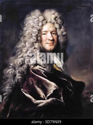 LARGILLI'RE, Nicolas de (1656, Parigi, d. 1746, Parigi) Ritratto di un uomo in una veste viola c. 1700 olio su tela, 80 x 63 cm Staatliche Museen, Kassel insieme a Hyacinthe Rigaud, Largilliere è stato il ritrattista francese più ricercato del primo XVIII secolo, dando all'aristocratico ritratto formale sviluppato da Rigaud un aspetto sobrio e più realistico, come un volto di scena. In questo ritratto di una sitter non identificata con una vista piuttosto estesa della testa e delle spalle, il soggetto guarda verso l'esterno, calma e sicurezza di sé Foto Stock