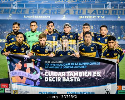 Buenos Aires, Argentina. 23 novembre 2025. Il giocatore del Boca juniors partecipa alla partita tra il Boca Juniors e il Talleres de Cordoba. Nel round del 16 del Torneo Clausura Betano 2025, il Boca Juniors ha battuto i Talleres 2-0. Alberto J Armando, stadio la Bombonera. Foto Stock