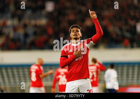 Richard Rios ha visto festeggiare dopo aver segnato un gol durante la partita TACA De Portugal tra squadre dell'Atletico CP e SL Benfica (Maciej Rogowski/Ball Raw) Foto Stock