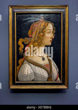 Sandro Botticelli, “Ritratto di una giovane donna”, c.1480–1485, tempera su tavola. Museo Städel, Francoforte. Foto Stock