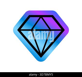 Adesivo o tag retro Y2K con ologramma di gemme diamantate. Patch olografica Y2K cromata gradiente, adesivo vettoriale vintage brillante e iridescente. Etichetta retrò in lamina riflettente o etichetta con preziosa forma di pietra preziosa Illustrazione Vettoriale