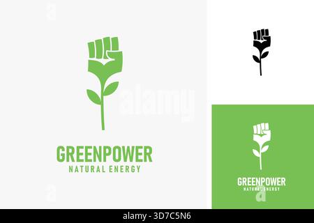 Design dell'icona con il logo di alimentazione verde Illustrazione Vettoriale