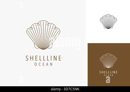 Design a icona con logo semplice con linea di shell Illustrazione Vettoriale