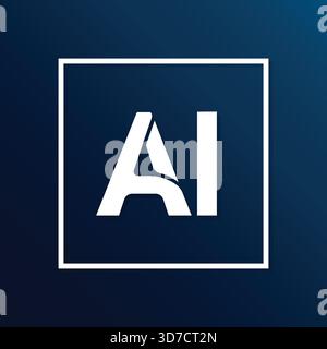 Icona del logo della tecnologia ai di intelligenza artificiale Design Vector. Illustrazione Vettoriale