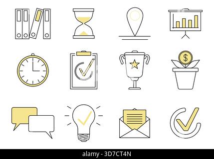 Set di icone per il tema aziendale. Illustrazione vettoriale. Illustrazione Vettoriale