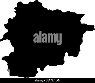 Mappa di Andorra illustrata in vettore su sfondo bianco Illustrazione Vettoriale