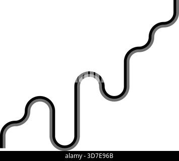 Le linee accoppiate sviluppano un motivo a zigzag integrato con forme d'onda quadrate e transizioni arrotondate uniformi. Illustrazione Vettoriale