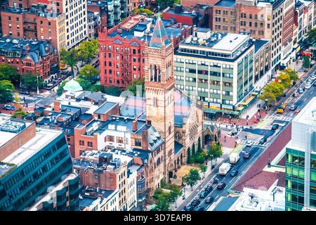 Boston, Massachusetts. Old South Church di Boston e vista aerea sui tetti, Massachusetts State of USA Foto Stock