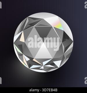 Diamante con taglio brillante su sfondo scuro. Un gioiello scintillante che simboleggia il lusso e la purezza. Illustrazione vettoriale Illustrazione Vettoriale